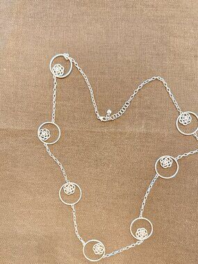 "Camellia" Open Circle Station Long Necklace Brighton